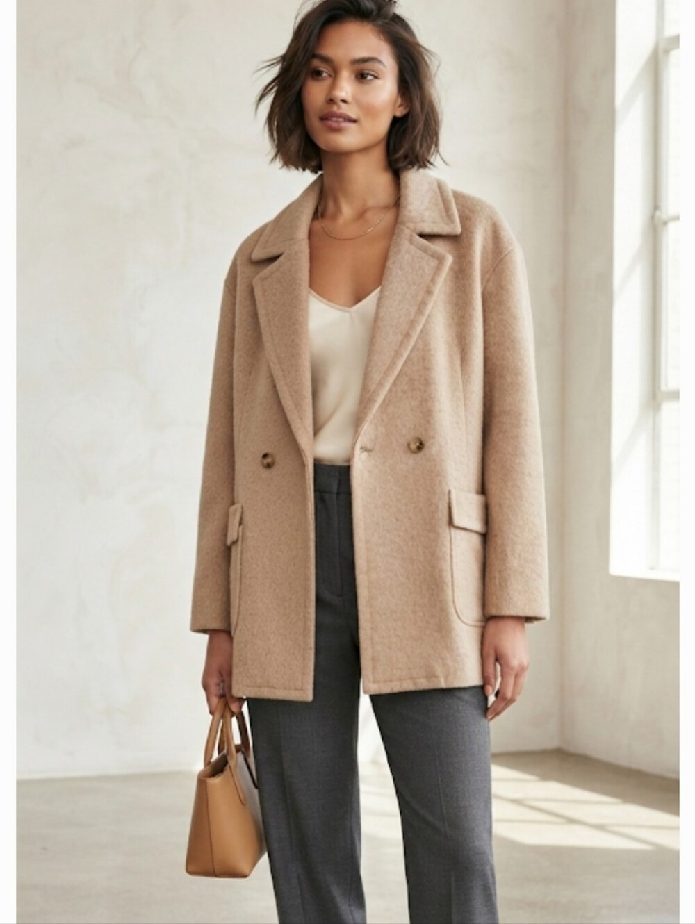 Toast Oatmeal Wool Coat, relaxed fit Size 16